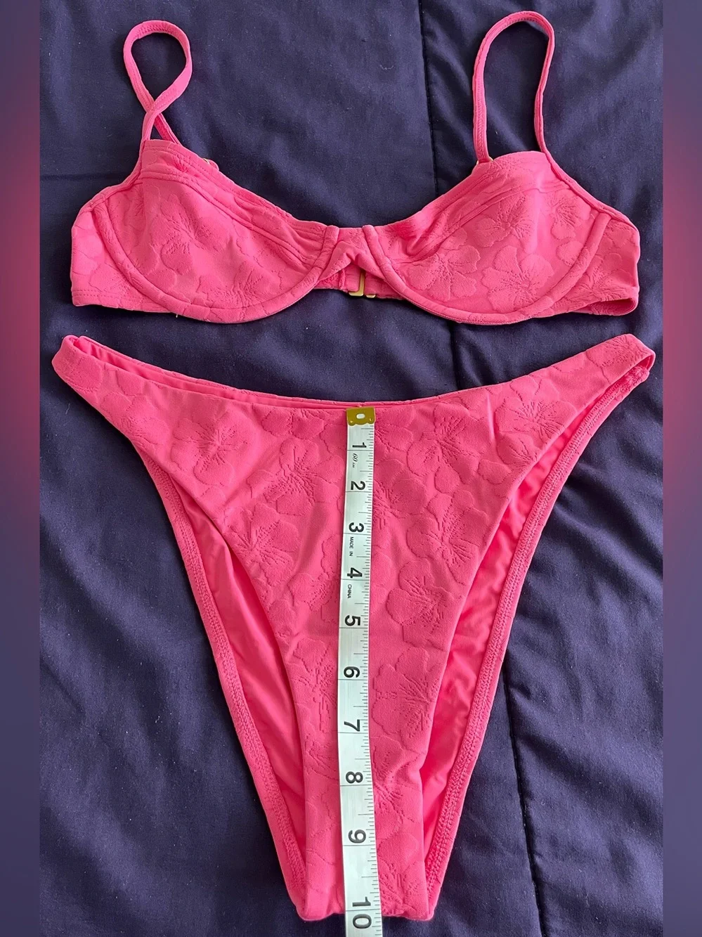 L*Space Bikini Set Missy Top & Leilani Bottom Medium/Large Pink Floral Swimwear